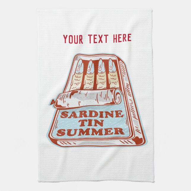 Sardine tin summer kitchen towel (Vertical)