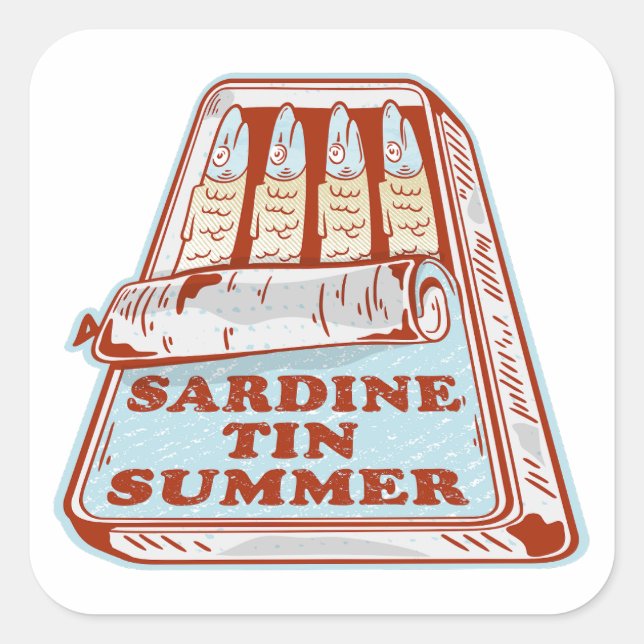 Sardine tin summer square sticker (Front)