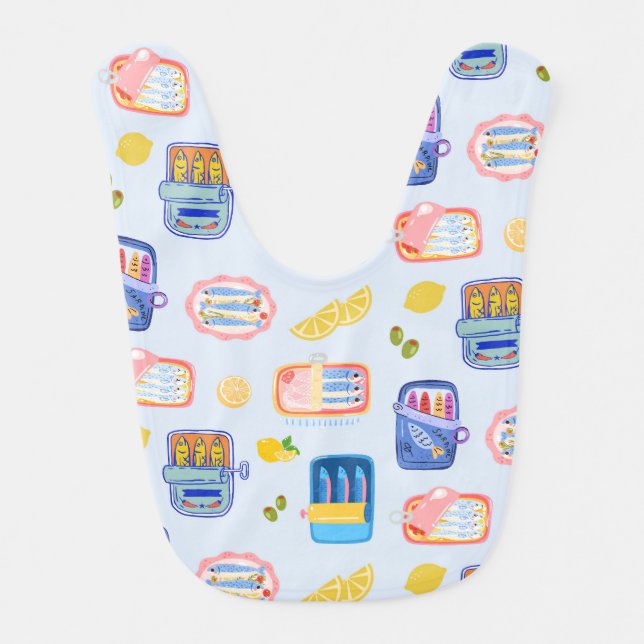 Sardines and Lemons Baby Bib (Front)