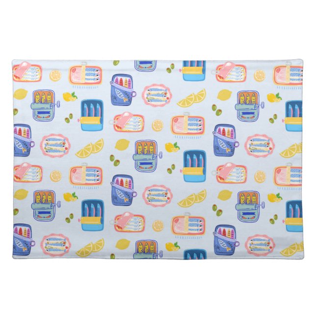 Sardines and Lemons Cloth Placemat (Front)