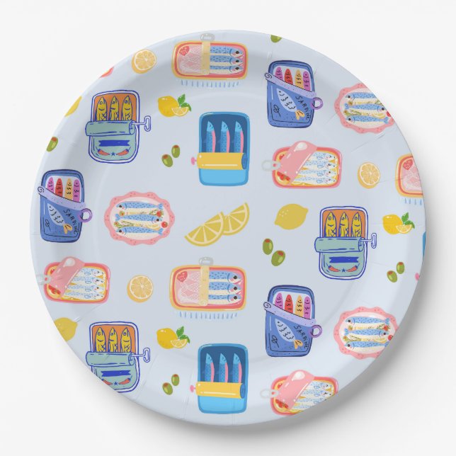 Sardines and Lemons Paper Plates (Front)