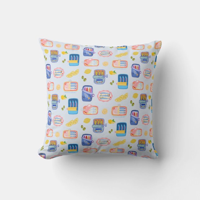 Sardines and Lemons Throw Pillow (Front)