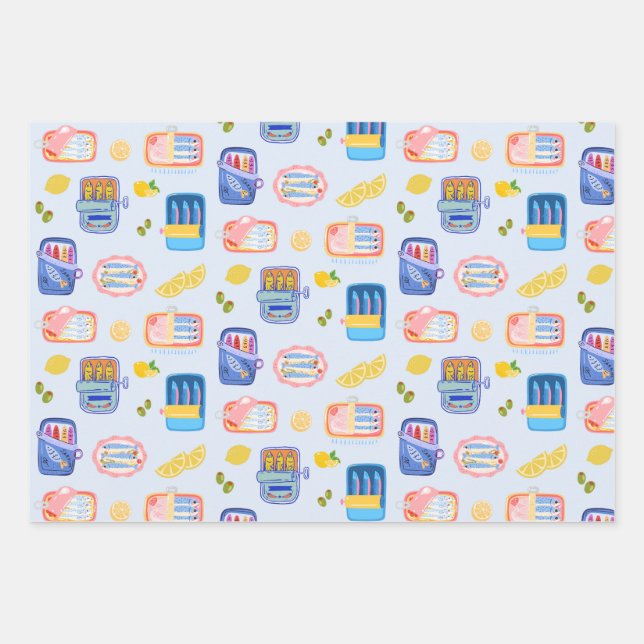 Sardines and Lemons Wrapping Paper Sheets (Front)