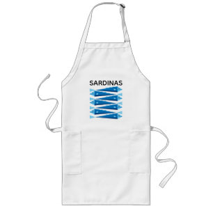 Sardines blue and white fish apron