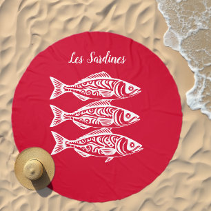 Sardines-Cherry Red Hawaiian Beach Towel