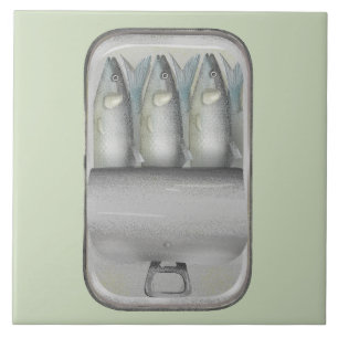 Sardines in a tin ceramic tile