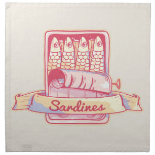 Sardines in a tin cloth napkin