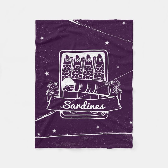 Sardines in a tin Distressed Fleece Blanket (Front)