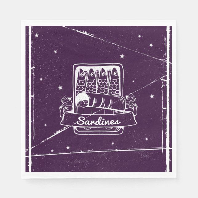 Sardines in a tin Distressed Napkins (Front)