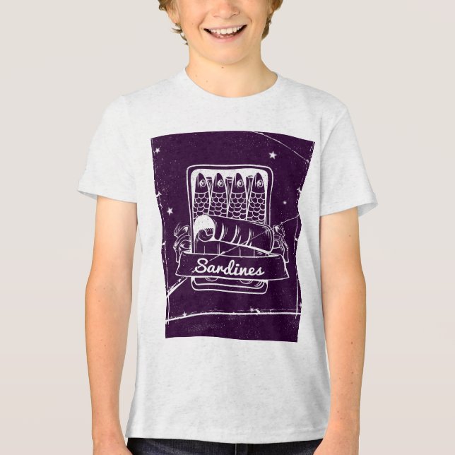 Sardines in a tin Distressed Tri-Blend Shirt (Front)