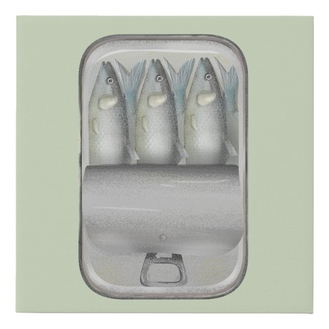 Sardines in a tin faux canvas print (Front)