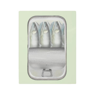 Sardines in a tin metal print