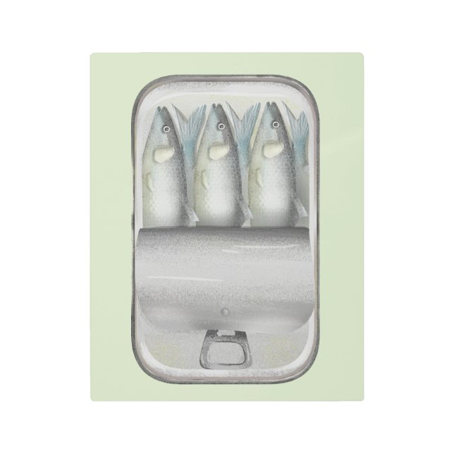Sardines in a tin metal print (Front)