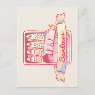 Sardines in a tin postcard