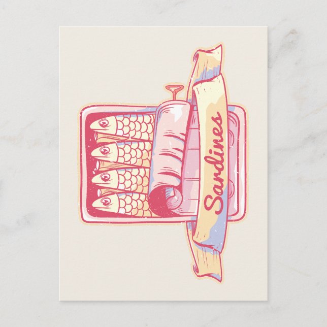 Sardines in a tin postcard (Front)