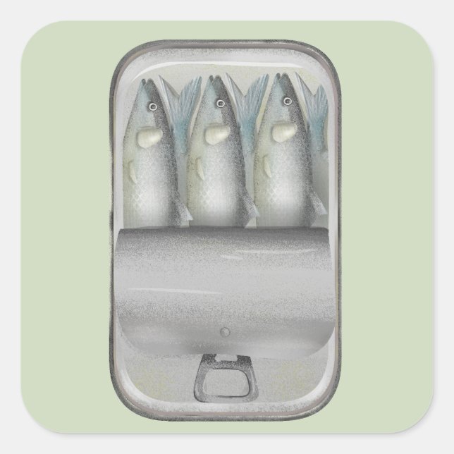 Sardines in a tin square sticker (Front)