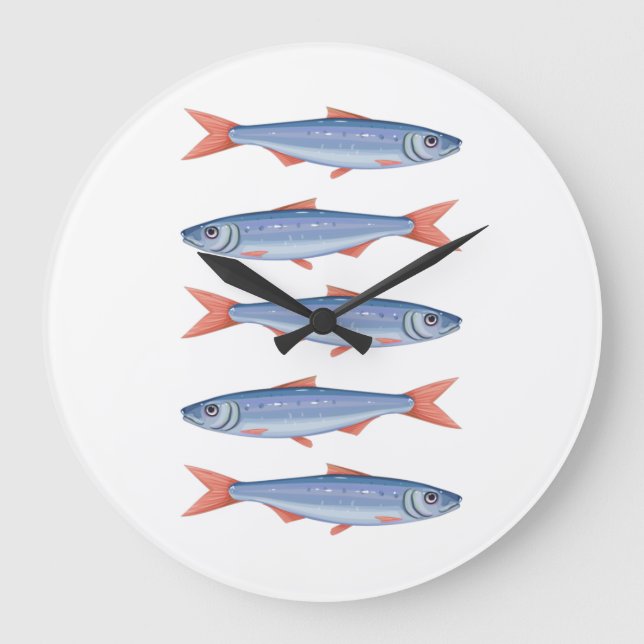 Sardines Large Clock (Front)