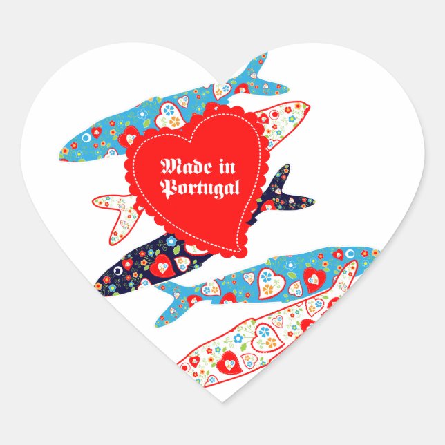 Sardines made in Portugal Heart Sticker (Front)