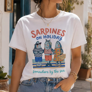 Sardines on Holiday Coastal Summer Graphic T-Shirt