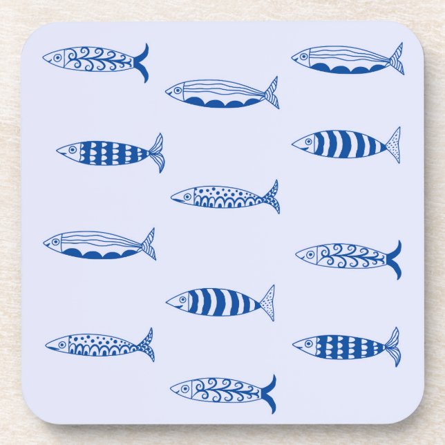 Sardines Pattern Beverage Coaster (Front)