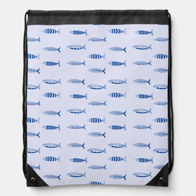 Sardines Pattern Drawstring Bag (Front)