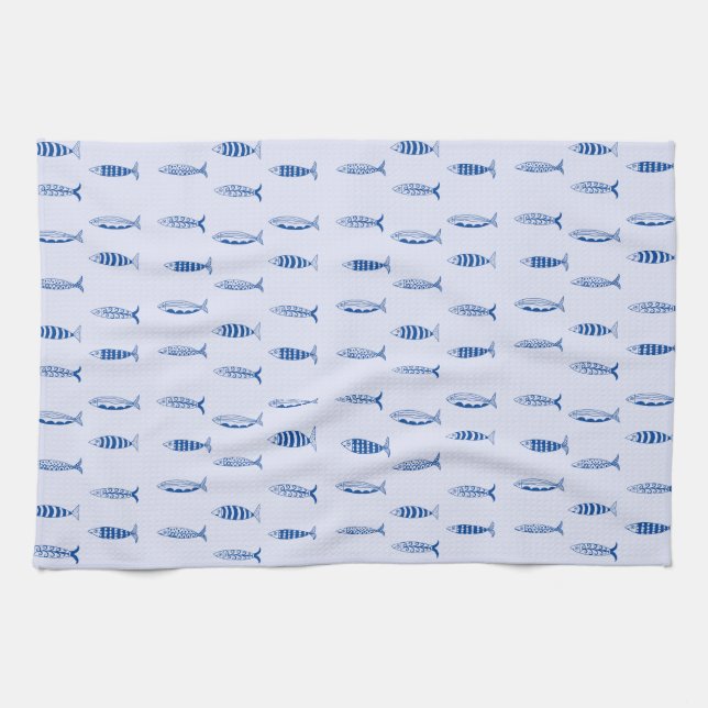 Sardines Pattern Kitchen Towel (Horizontal)