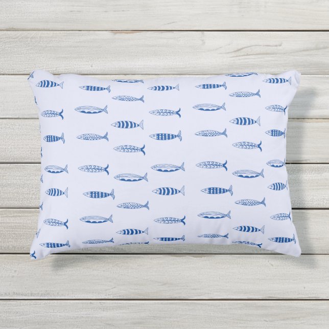 Sardines Pattern Outdoor Pillow (Front)