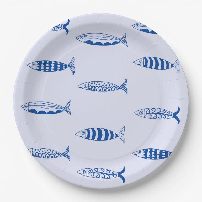 Sardines Pattern Paper Plates (Front)