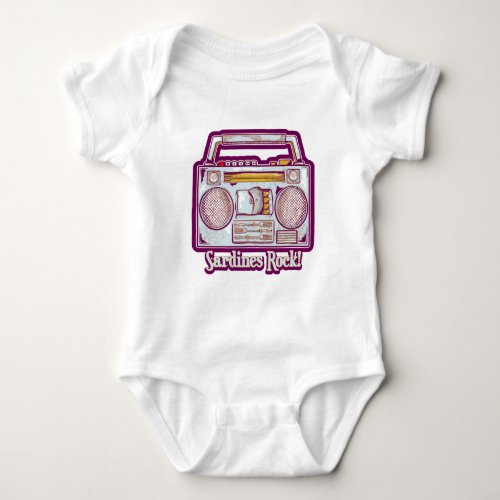 Sardines Rock Funny 80s Stereo Baby Bodysuit