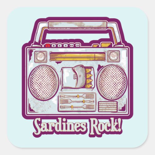 Sardines Rock Funny 80s Stereo Square Sticker