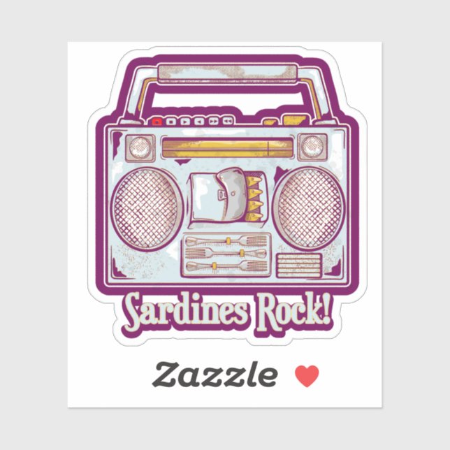 Sardines Rock Funny 80's Stereo Sticker (Sheet)