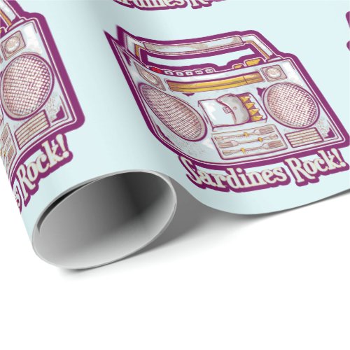 Sardines Rock Funny 80s Stereo Wrapping Paper