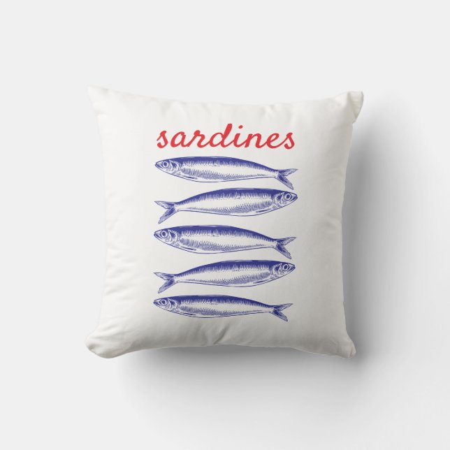 Sardines Throw Pillow (Front)