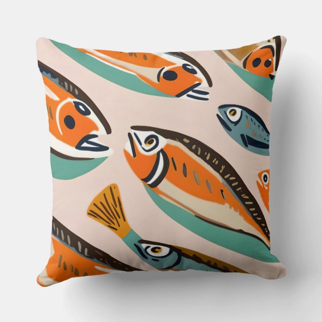 Sardines Throw Pillow (Back)