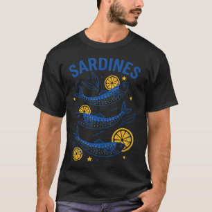 Sardines Tin Fish Retro Summer Mediterranean Coast T-Shirt