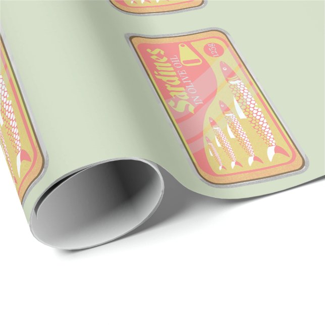 Sardines tin Retro poster style Wrapping Paper (Roll Corner)
