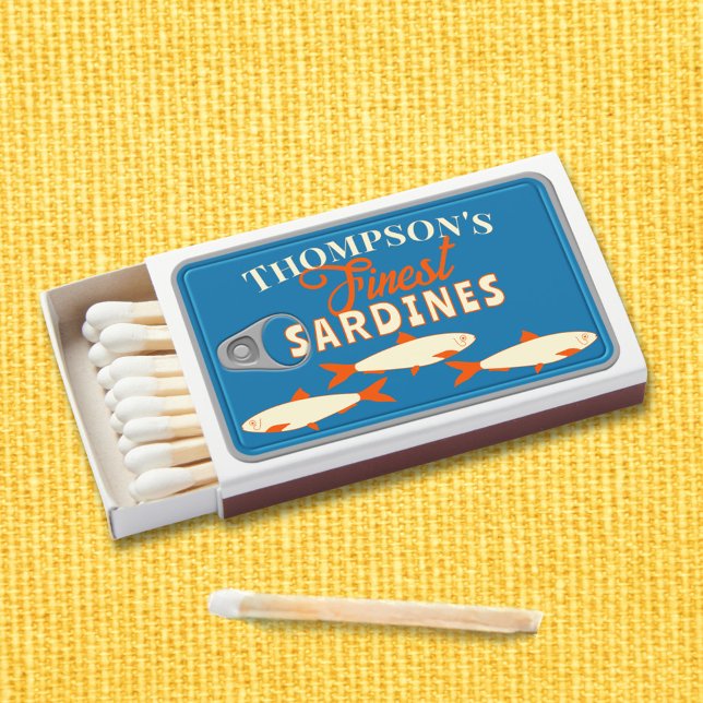 Sardines Tinned Fish Personalized Matchboxes (Personalized Tinned Fish Sardines matches. A great gift for yourself or a foodie friend.)