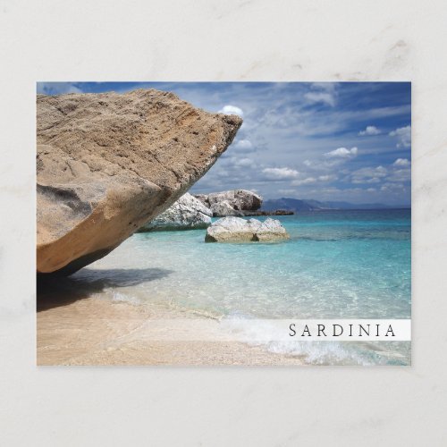 Sardinia beach with big rocks bar postcard
