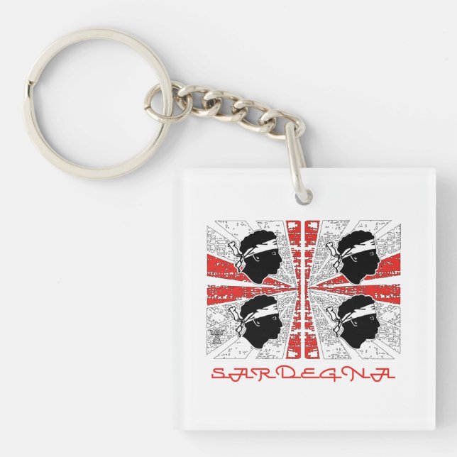 Sardinia flag - Grunge Acrylic Keychain (Front)