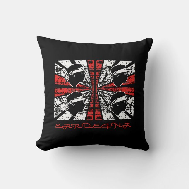 Sardinia flag - Grunge Throw Pillow (Front)