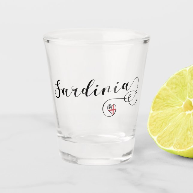 Sardinia Heart Flag, Sardinian, Shot Glass (Front)