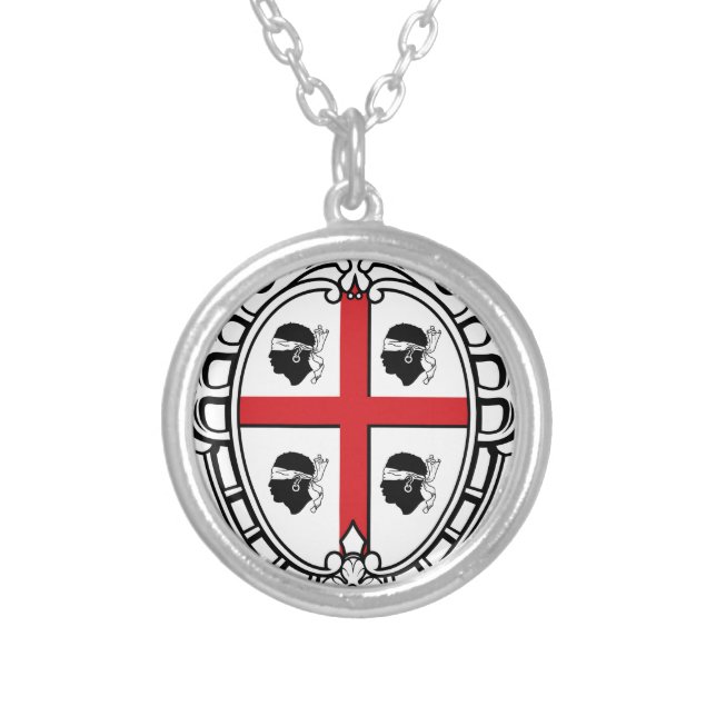 Sardinia (Italy) Coat of Arms Silver Plated Necklace (Front)