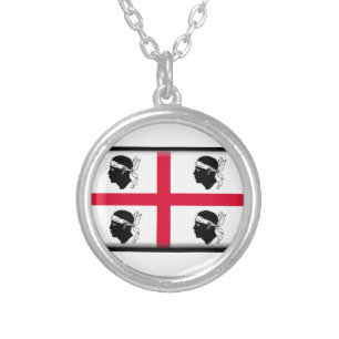 Sardinia (Italy) Flag Silver Plated Necklace