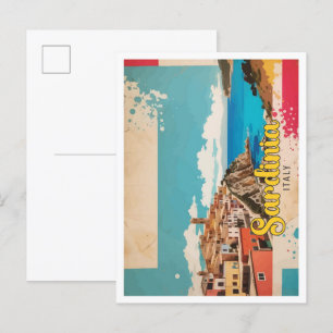 Sardinia Italy Pop Art Travel Illustration Postcard