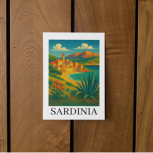 Sardinia Italy Vintage Travel Art Postcard