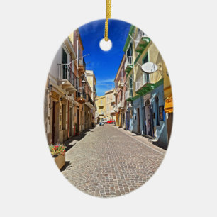 Sardinia - main street in Carloforte Ceramic Ornament