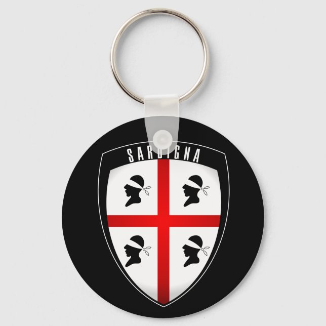Sardinia, Shield Crest (black) Keychain (Front)