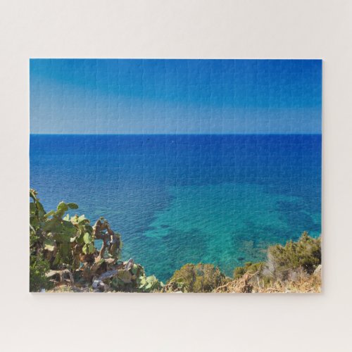 Sardinian blue sea and sky mediterranean scrub jigsaw puzzle