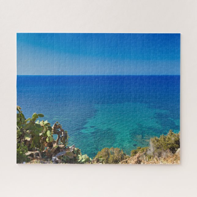 Sardinian blue sea and sky mediterranean scrub jigsaw puzzle (Horizontal)