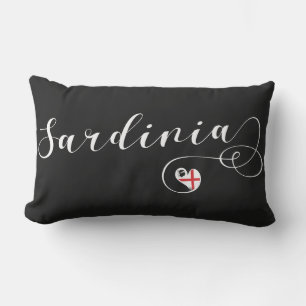 Sardinian Flag Heart, I Love Sardinia Lumbar Pillow
